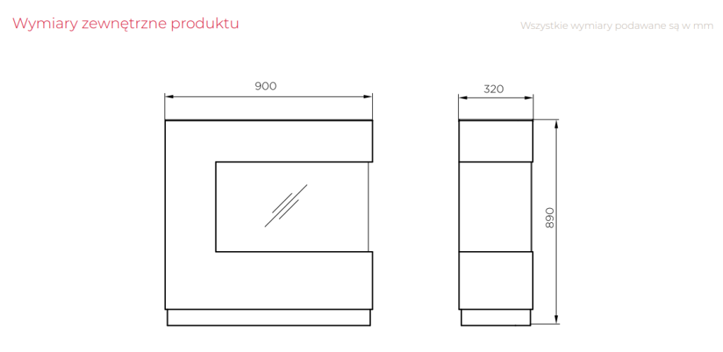 wymiary kominek wolnostojący elektryczny dimplex zen