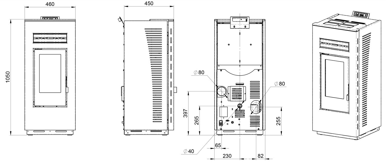 wymiary techniczne optima luna 10 c pellet